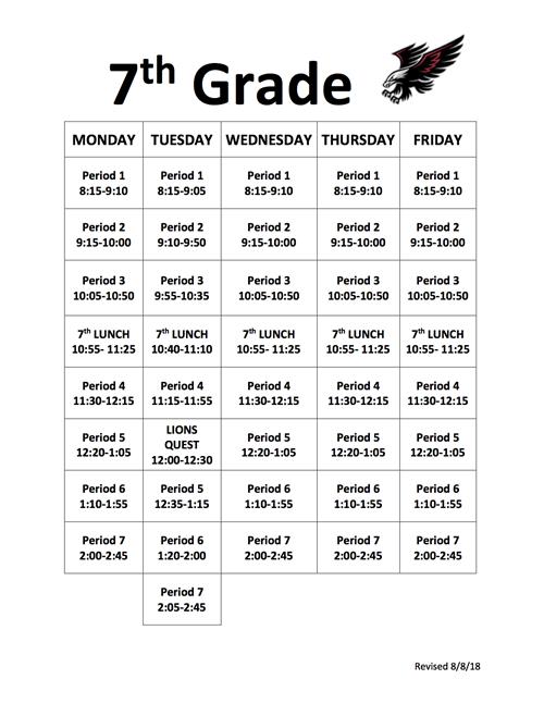 overview 7th grade bell schedule
