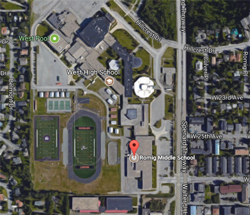 satellite map of Romig Middle School campus 