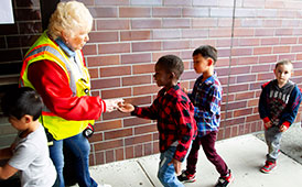  student safely led into school