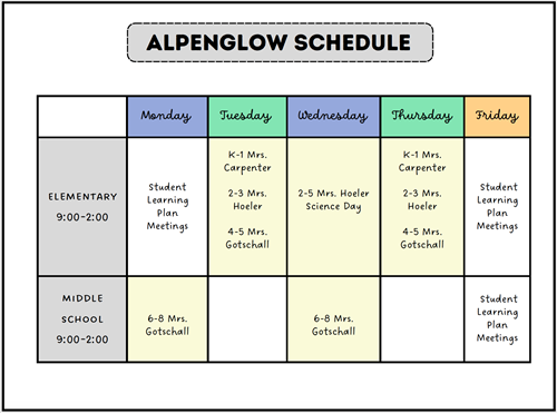 Display of alpenglow's schedule
