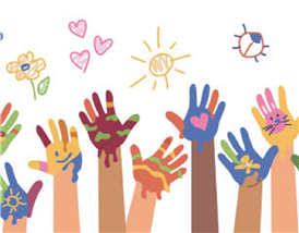 Picture of kids hands with paint on them