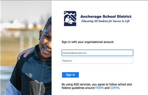 Anchorage School District log in screen