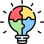 Lighbulb assembled from puzzle pieces