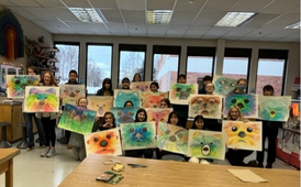  Students with artwork created