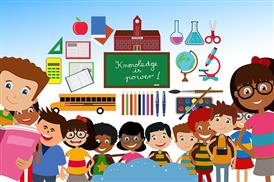  Kids with school supplies