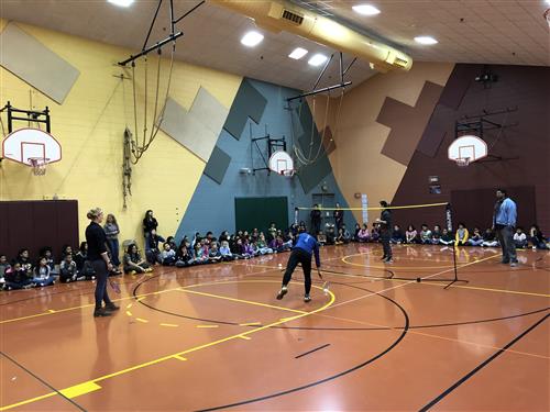 teachers play badminton 